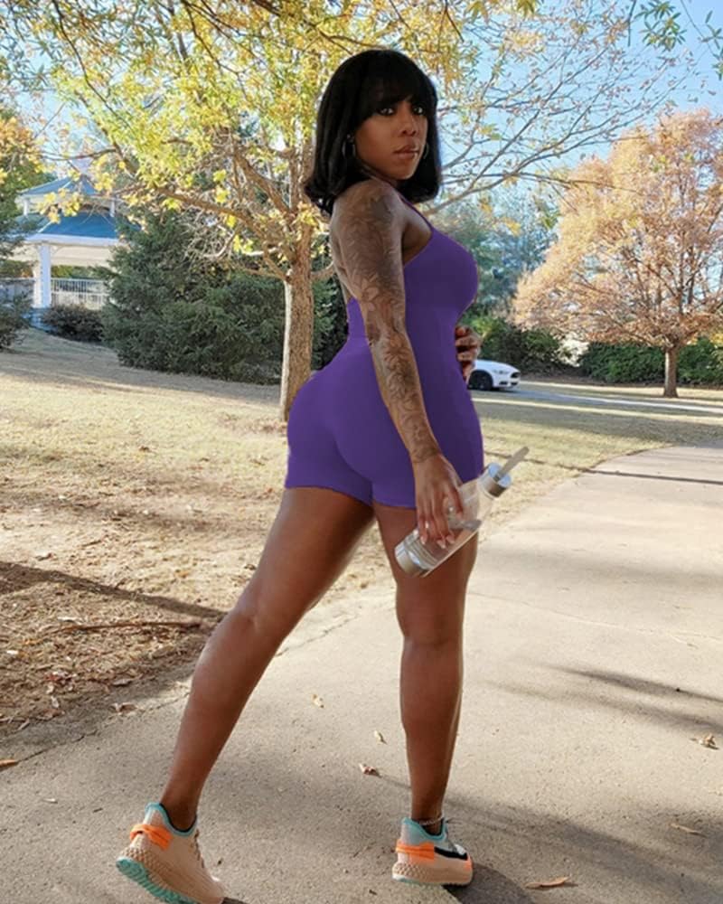 VUTRU Womens Sexy One Piece Tank Top Sleeveless Backless Bodycon Shorts Jumpsuits Bodysuit Catsuit Ribbed Sports Romper - Image 4