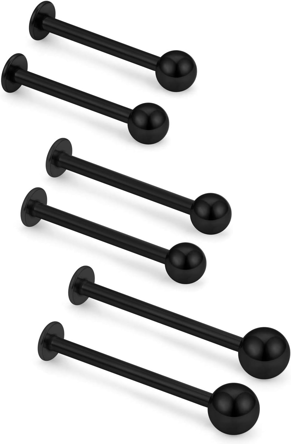 16G Cheek Dimple Piercing Jewelry Hypoallergenic 316L Surgical Steel Flat Back Tongue Rings Long Bar Lip Labret Medusa Ashley Rings Studs Piercing Jewelry for Women Men 14mm 16mm 19mm Bar