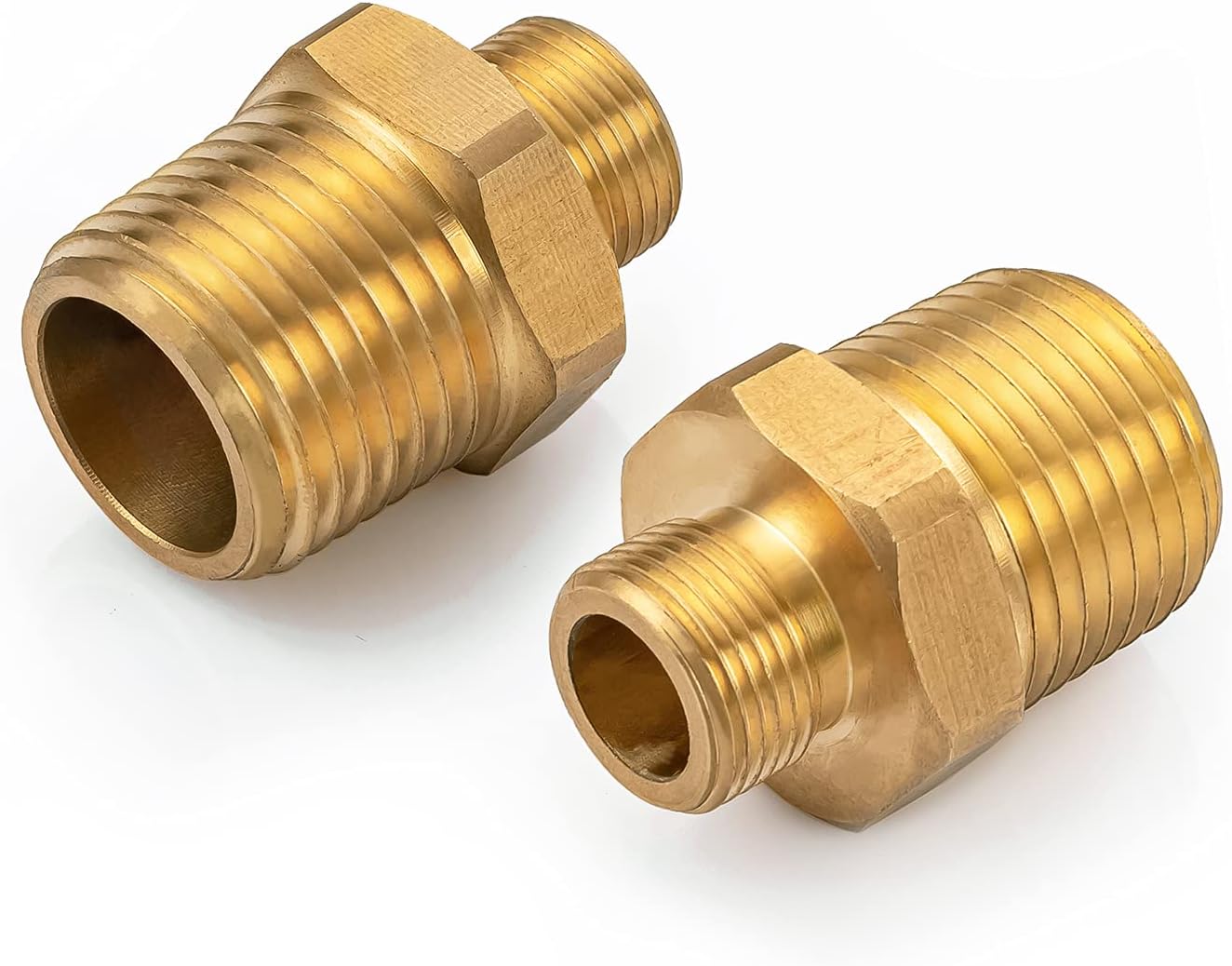 RV Faucet Adapter 1/2 to 3/8 Reducer WEWE Faucet Supply Line Adapter Brass 3/8 Compression Fitting Compatible with Water Pipe Connector 2 Pieces