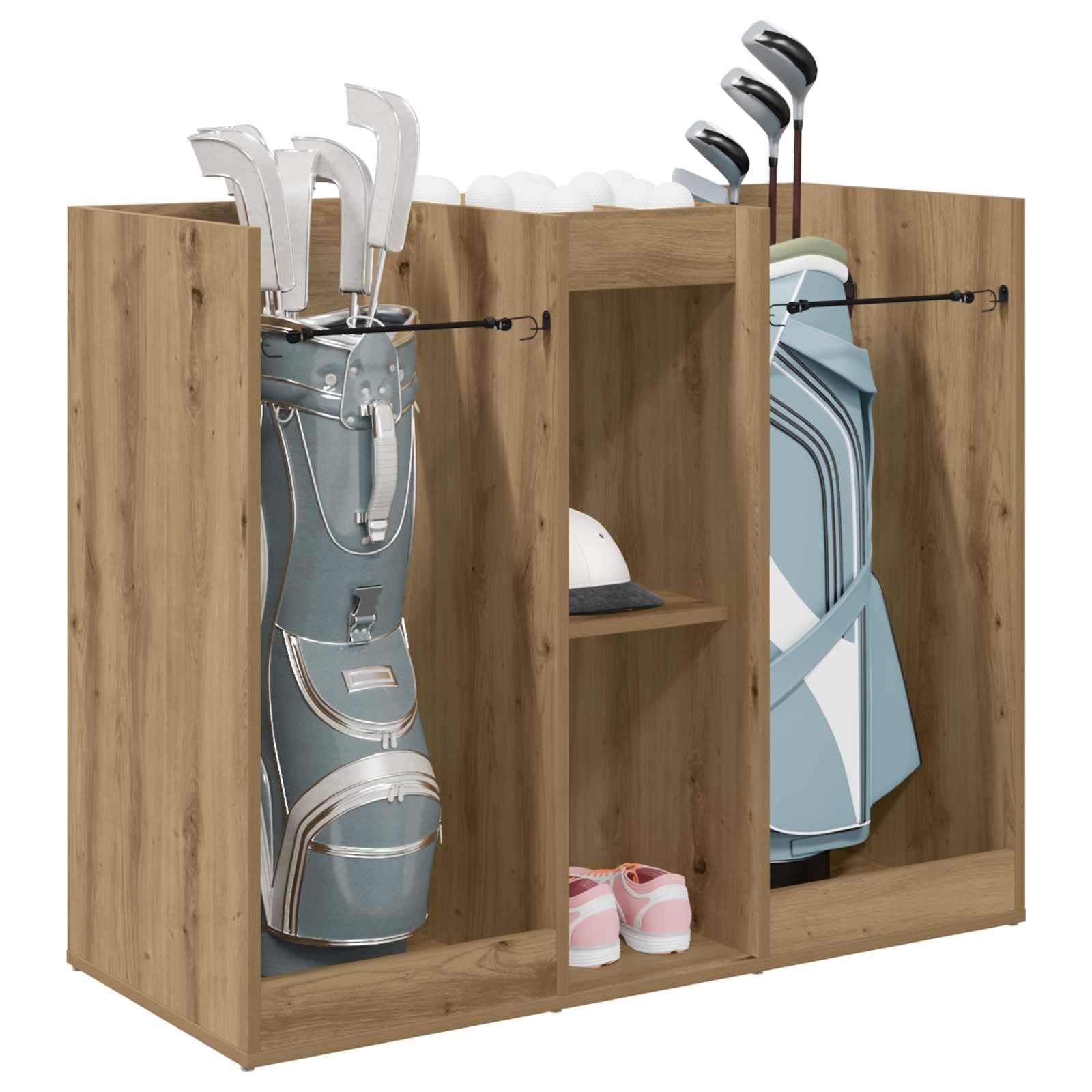 vidaXL Golf Cabinet Plain Artisan Oak 102 x 45 x 85.5 cm, Ample Storage Unit, Modern Golf Cabinet, Indoor Furniture, Rectangular Shelving, Functional Garage Organizer, Stylish Design