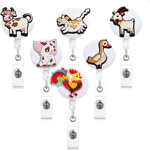 6 piezas lindo carrete retráctil para tarjetas de identificación con clip para enfermera, enfermería, estudiante, médico, asistente médico,