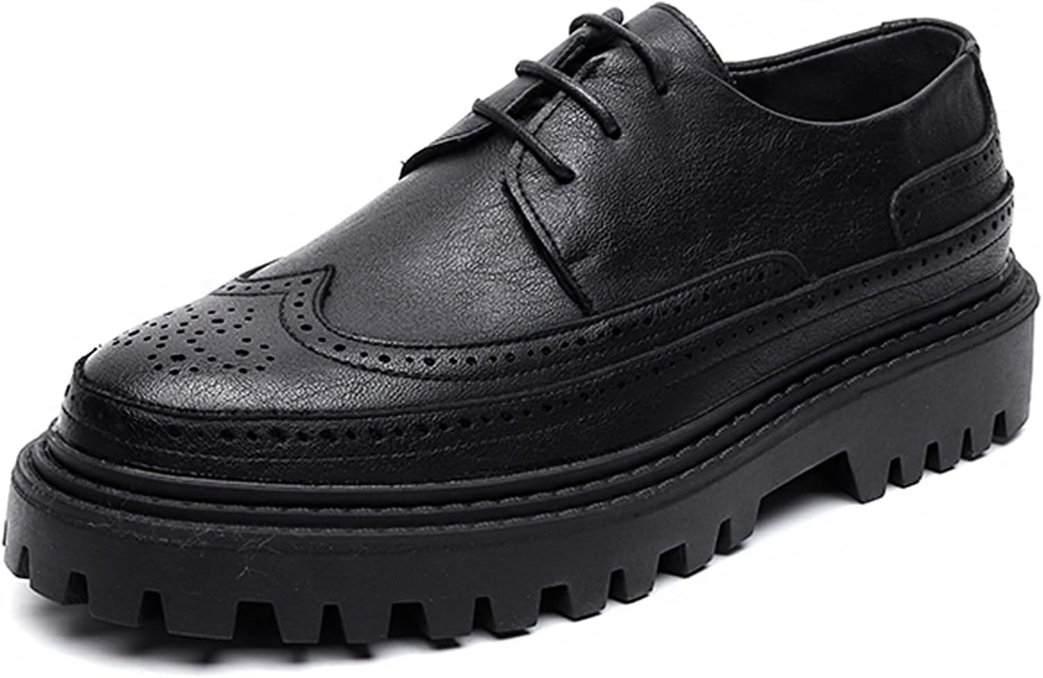 Men's Platform Brogue Dress Shoes - Stylish Comfort
