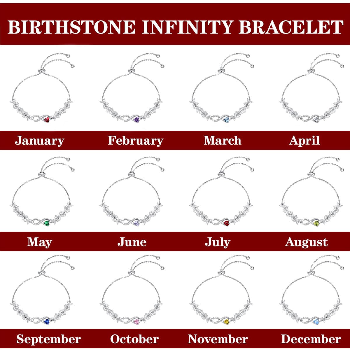 Dorunmo Bracciale Infinity, da donna, in argento Sterling 925, infinito amore, con pietra portafortuna, regolabile, per la spiaggia estiva, regalo di Natale e di compleanno da donna