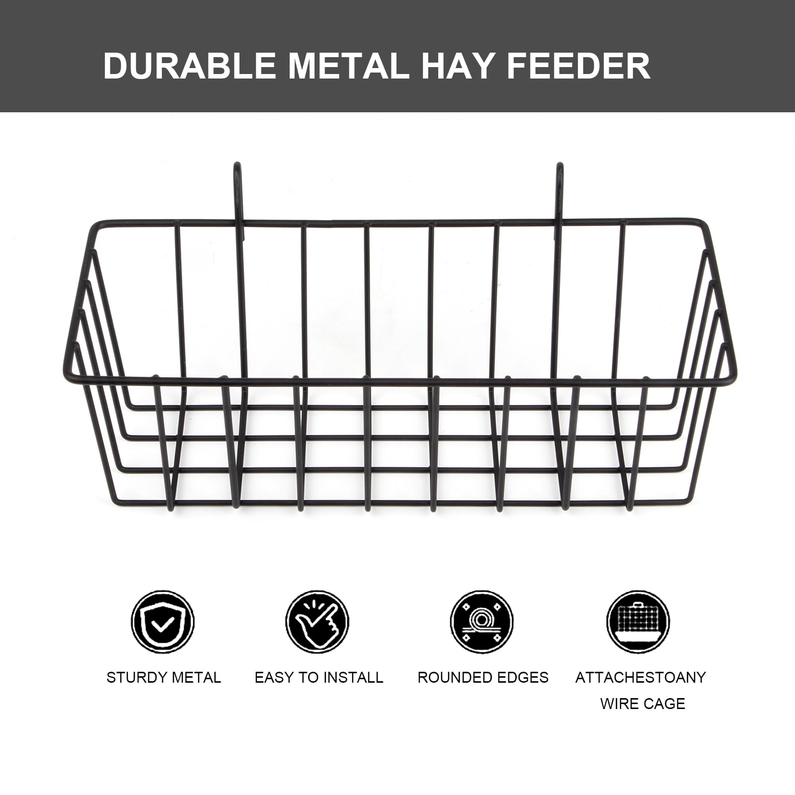 4 Piece Rabbit Hay Feeder Heavy Duty Metal Small Animal Feeder, Stainless Steel Hanging Hay Rack for Rabbits Chinchillas Bunnies Guinea Pigs Ferrets Accessories(9x3.9x3in) - image 4