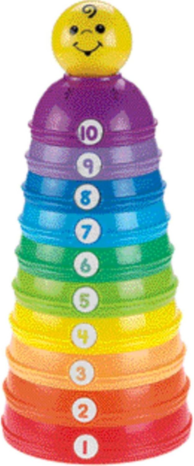 Fisher-Price Baby Stacking & Nesting Stack & Roll Cups, Set of 10 Multi-Color Toys for Infants and Toddlers Ages 6+ Months