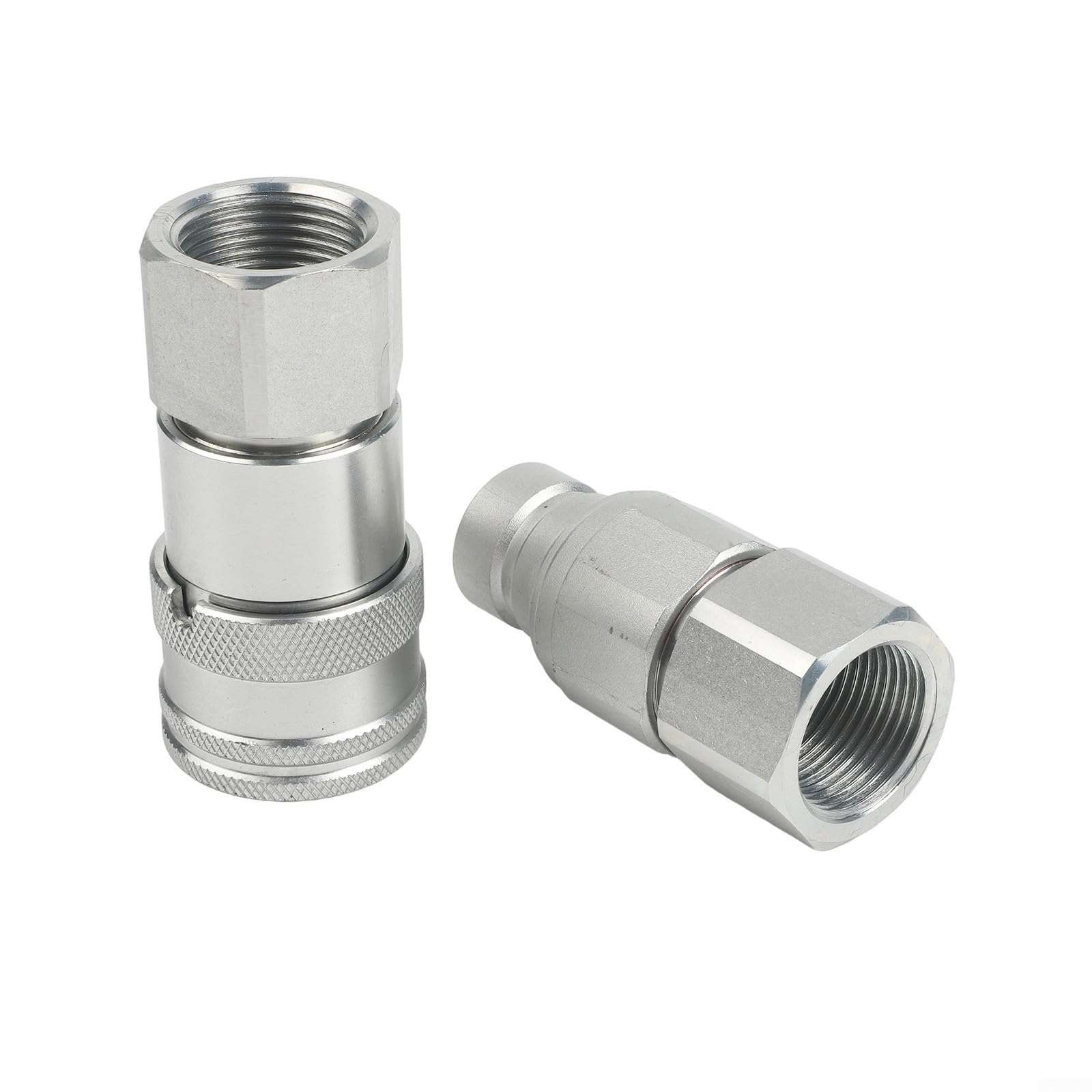 Set di accoppiatori rapidi idraulici a faccia piatta con valvola, acciaio al carbonio e acciaio inossidabile, zincato bianco, per NPT 1/4 3/8 1/2 3/4 1, raccordo rapido NPT