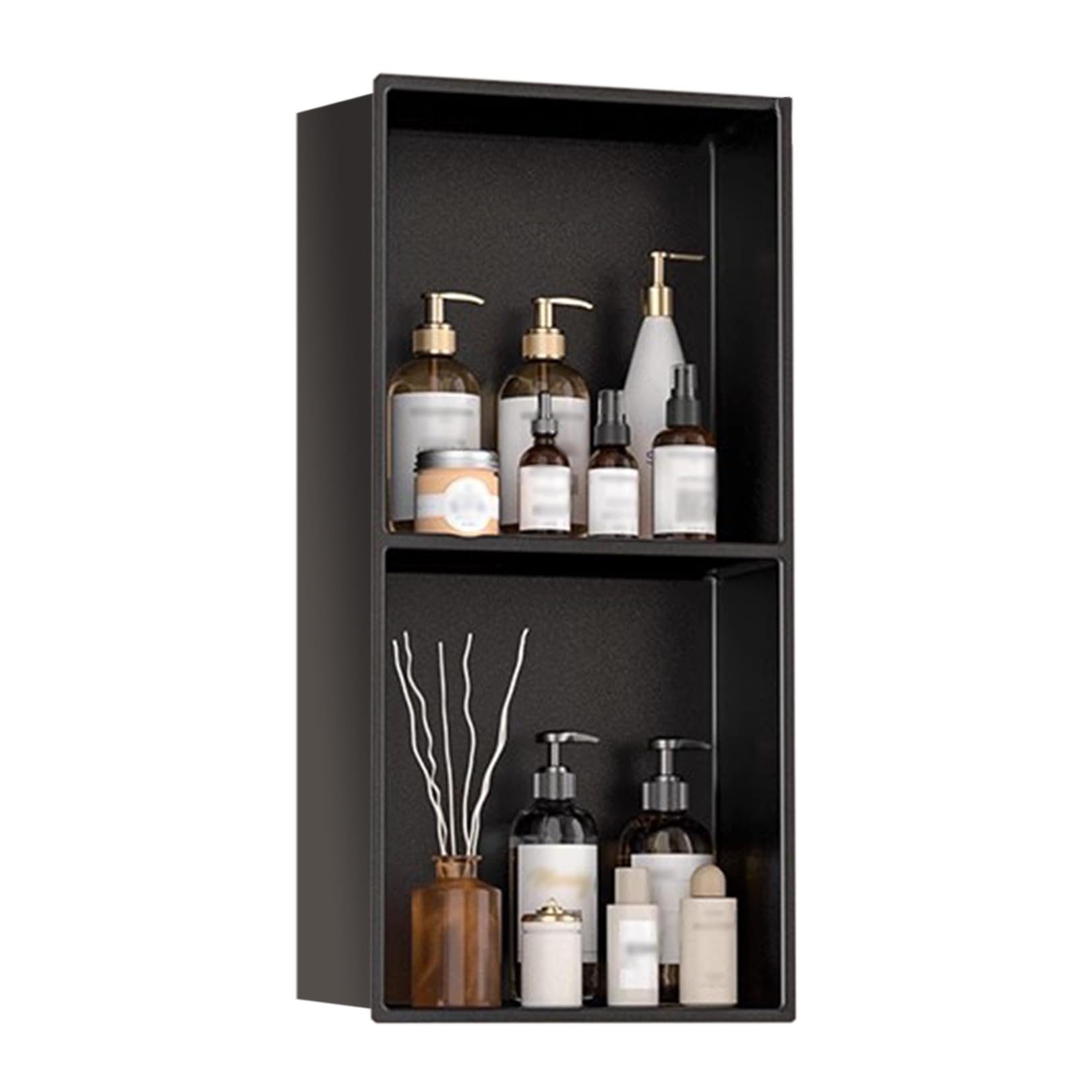 QUSYZD Stainless Steel Shower Niche No Tile Needed Wall Niche Recessed Shower Shelf for Bathroom Storage,Black,120x28cm,Black-70x28cm