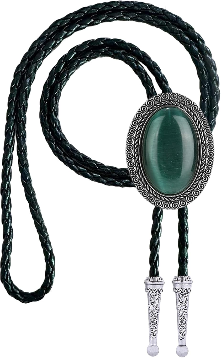 Vintage Western Cowboy Rodeo Black Agate Bolo Tie for Men Women