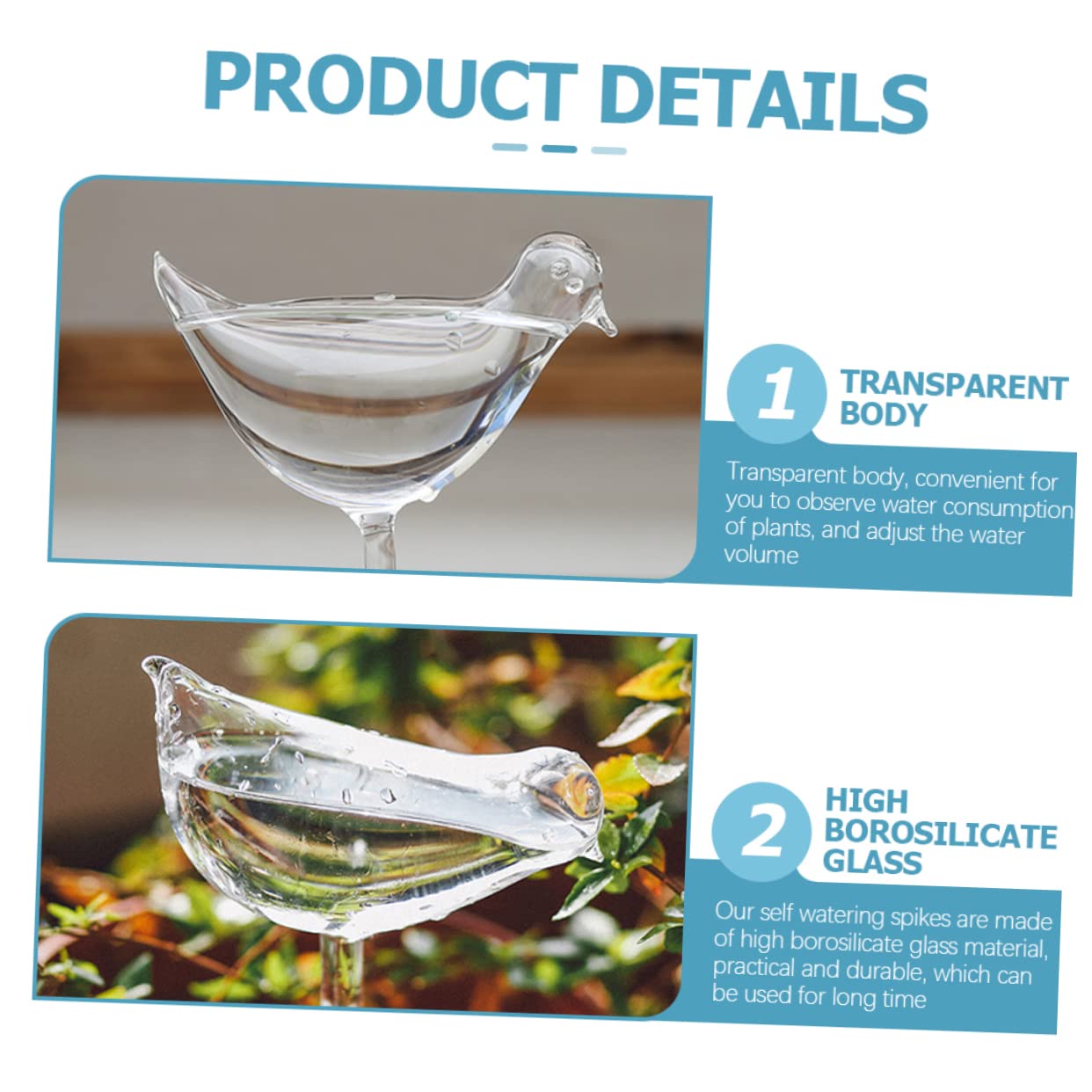 HANABASS Globes à Arrosage Automatique Dispositif D'irrigation Automatique Lot de 4 en Verre Borosilicaté Transparent pour Plantes pour Voyages et Festivals