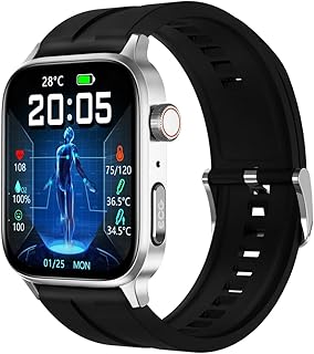 E500 Blood Glucose Sugar Smart Watch, Fitness Tracker Activity Tracker, ECG+PPG HRV Heart Rate Sleep Monitor Temperature 1.92" HD Waterproof Smart Bracelet Band Fitness Tracker, for Men (Black B)