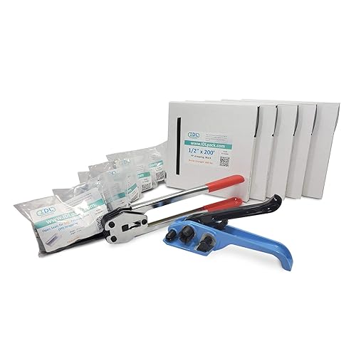 IDL Packaging - PPSK600200 12 x 200 Kit de flejado portátil de polipropileno PP resistencia a la rotura de 600 libras - Kit de herramientas de