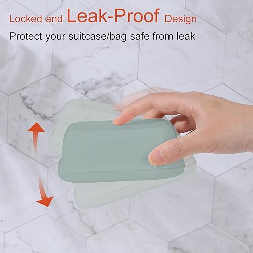 Miniatura 4 de Quatish Paquete de 2 soportes de jabón con bolsa ahorradora de jabón, contenedor de jabón de viaje con tapa, soporte portátil para jabón de barra,