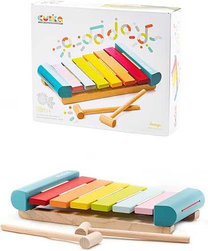 Xilófono de juguete de madera Juguete musical Montessori para niños mayores de 18 meses Incluye 2 mazos de madera Madera certificada FSC, pintura