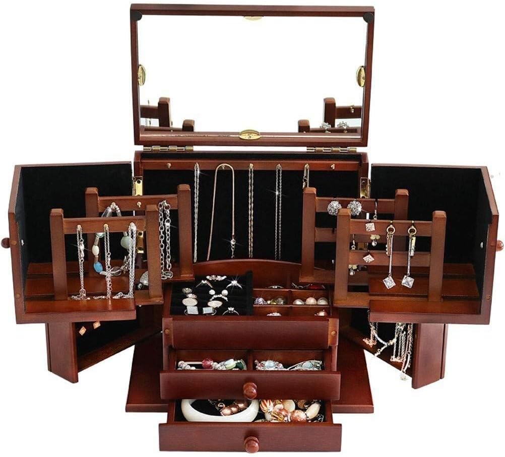 Jewelry Storage Box Gift for Women Wooden Jewelry Boxes for Women Jewelry Chest Large Capacity Box Organizer Armoire Jewellery Display Box New Year Presents