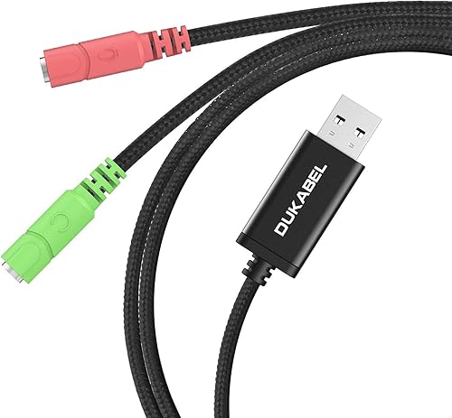 Miniatura 8 de DuKabel - Adaptador de audio USB largo a conector de 0.138 in, adaptador AUX TRS para chip integrado tarjeta de sonido USB para auriculares con