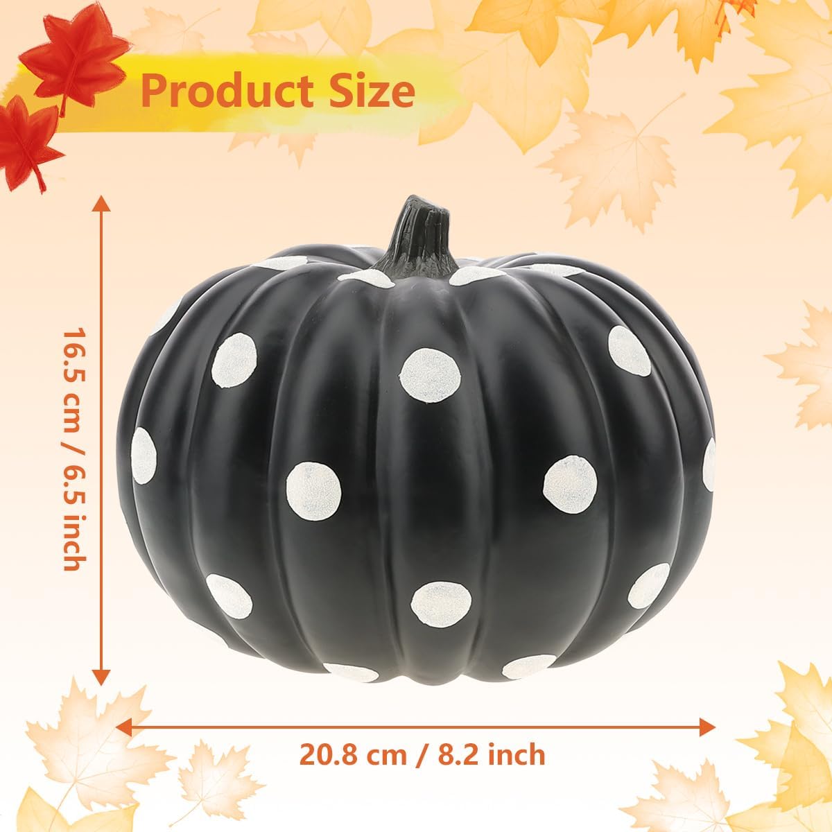 8.2 Inch Foam Pumpkin Black White Fake Pumpkins Craft Pumpkin | Faux Large Pumpkins with Shiny Dots, Perfect for Decorating, Thanksgiving Halloween Fall Harvest Party Wedding Indoor Decor