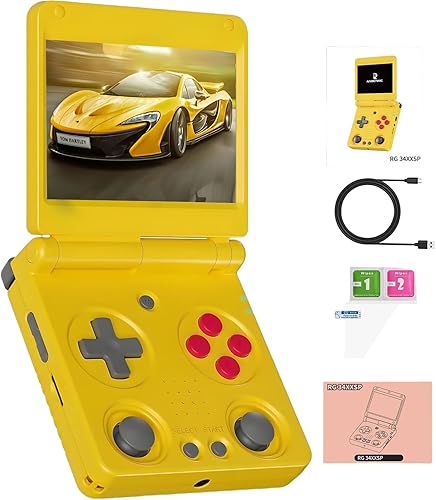 Nueva consola de juegos de mano retro RG34XXSP 2025, pantalla IPS de 3.4 pulgadas, consola de juegos retro incorporada con tarjeta TF de 64 GB,