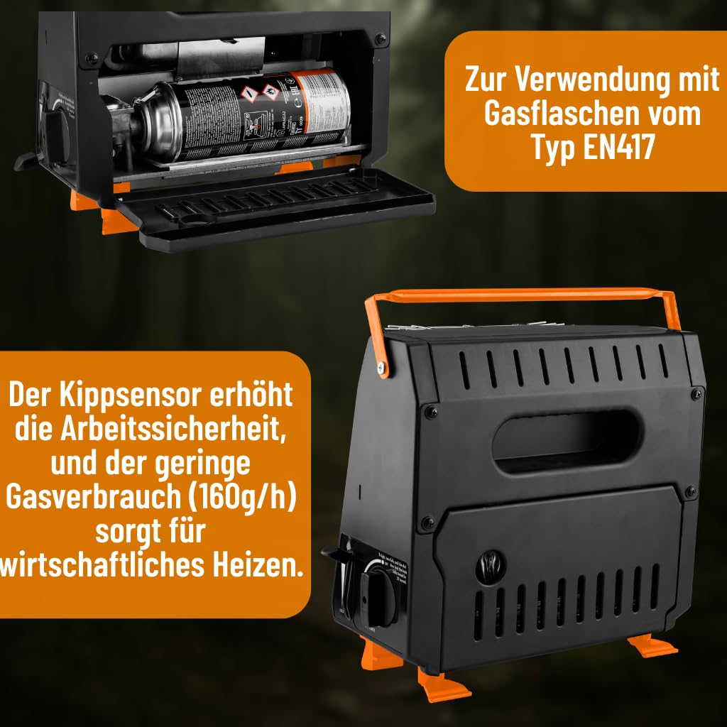 NEO TOOLS Gas-Heizofen 2200W, Tragbarer Gasheizer mit Piezozündung