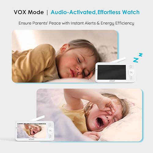 Miniatura 2 de ieGeek Monitor de bebé con cámara y audio, pantalla HD grande de 5 pulgadas (sin WiFi) y cámara 1080P y aplicación inteligente gratuita (WiFi),