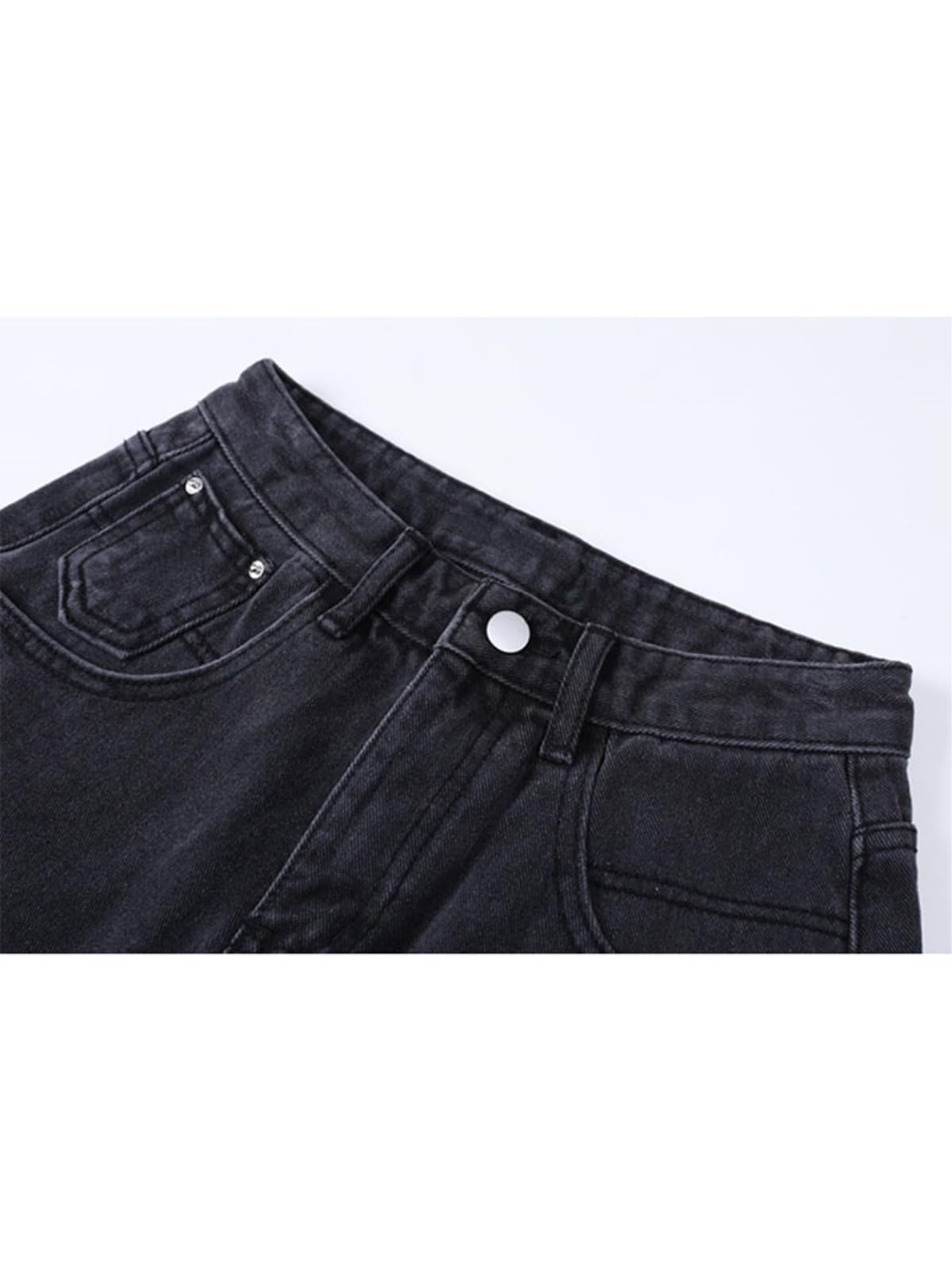 Shorts Jeans Donna Estate Alta Vita Denim Casual Sciolto Donne più Dimensione Streetwear Moda Pulsante Gamba Larga Breve Femminile-Black-m