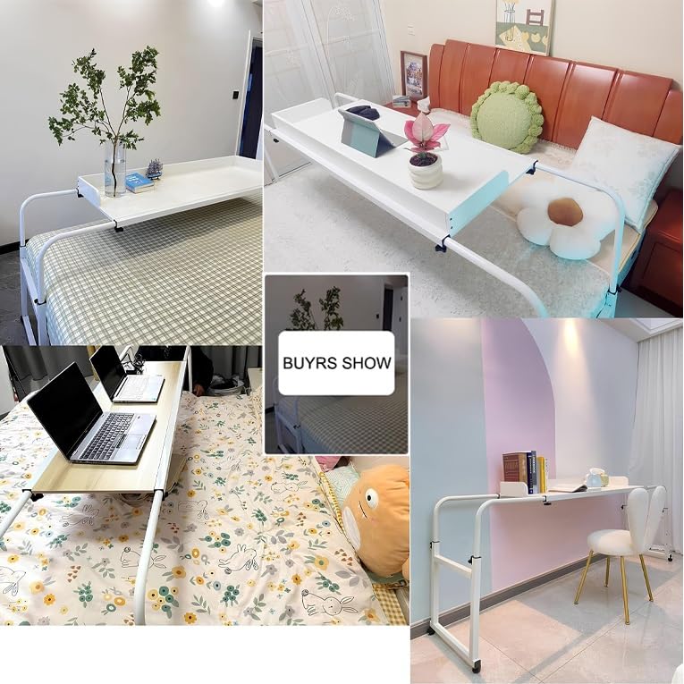 Mesita de Noche Ajustable con Ruedas, mesas auxiliares para Cama, Mesa con Ruedas, mesas auxiliares para Cama para Grandes hospitales y familias.