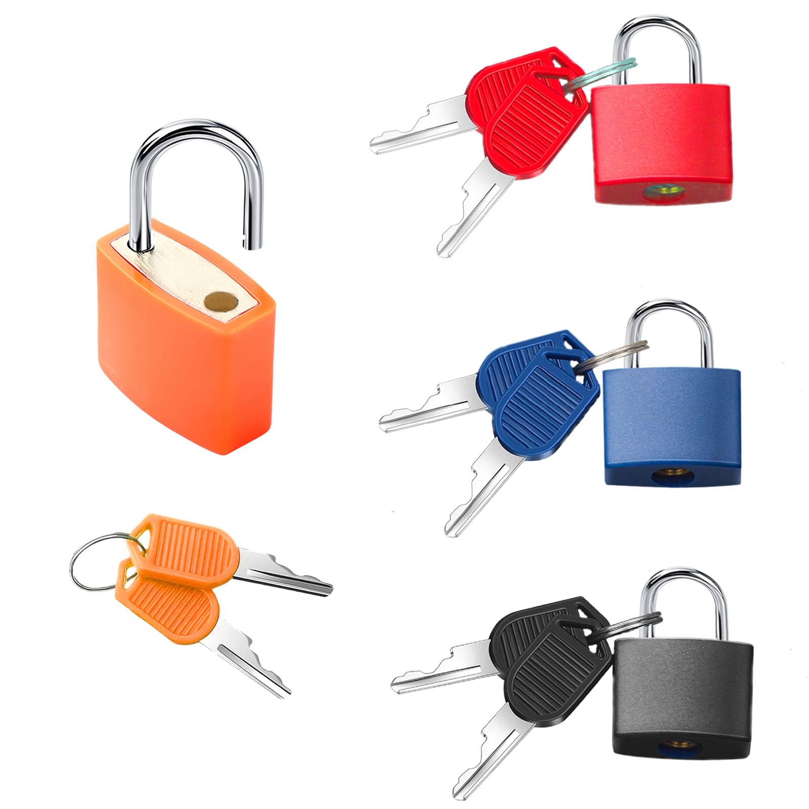 Kisajar 4 Pcs Suitcase Lock Small Luggage Locks with Keys Multi-Color Mini Padlock Plastic-Covered Copper Core Keyed Padlocks for Suitcase Backpack