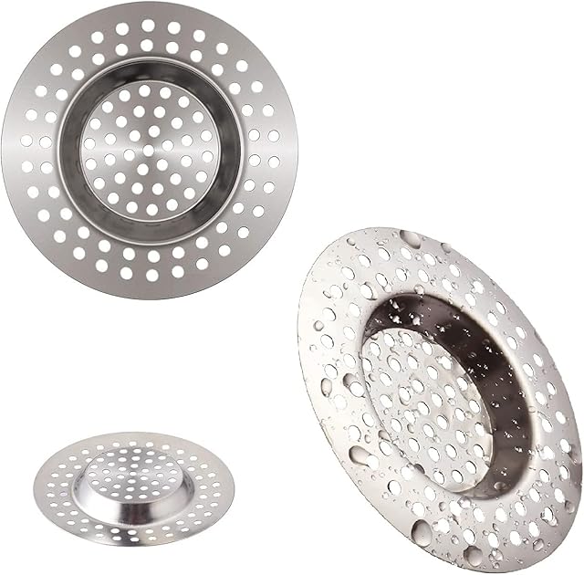 Kitchen Sink Strainer Plug Hole Cover Stainless Steel Waste Plug Stopper Shower Trap Drain Filter Silicone Drainers Sink Bathroom Protector Silicone Cover Basin Strainer Filter