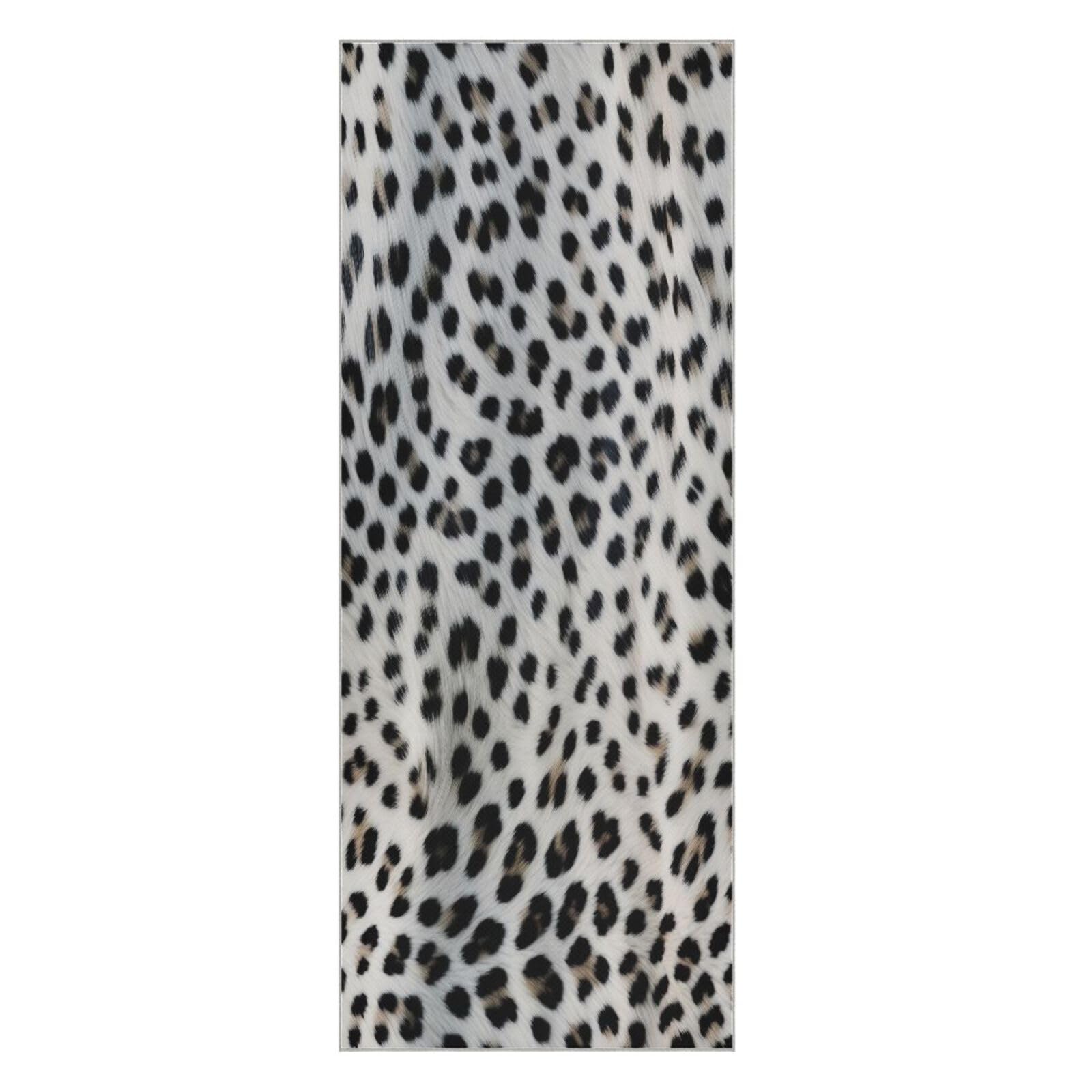 GUIJI White Leopard Print Portable Yoga Towel Microfiber Yoga Sweat Towel Absorbent Non Slip Yoga Mat Towel for Hot Yoga, Pilates Workout Fitness