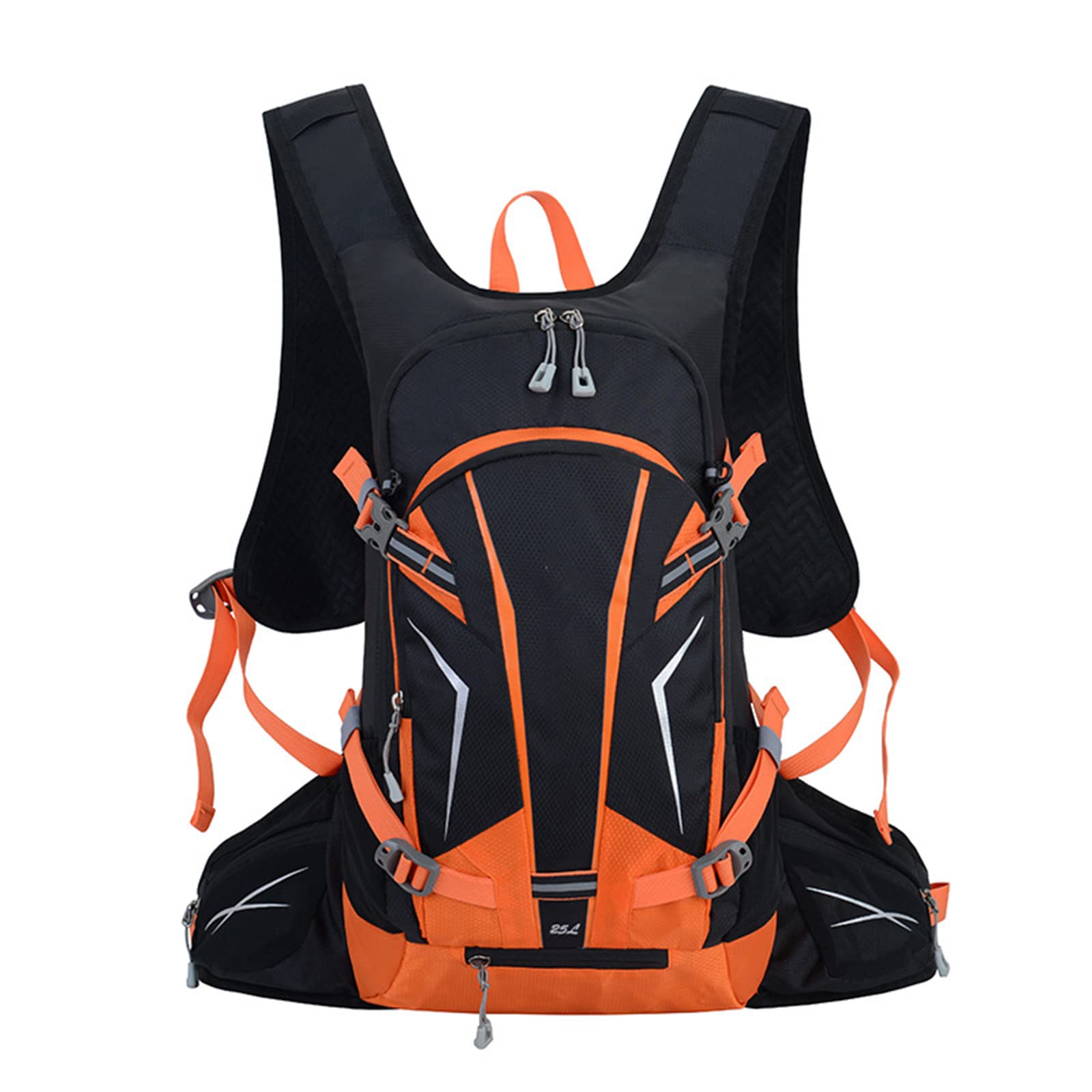 Sac à dos d'hydratation orange avec vessie d'eau 2L isolée pour randonnée