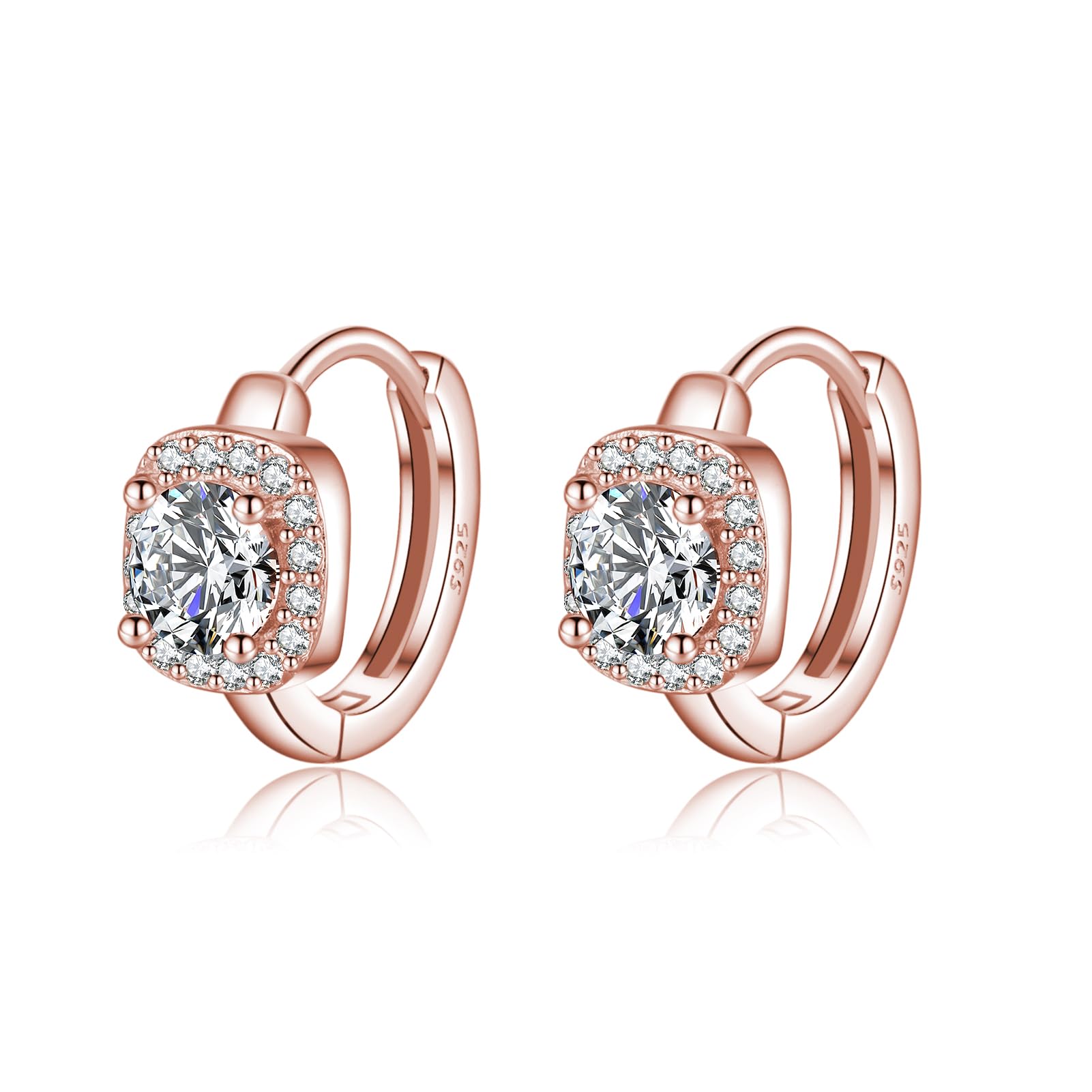 SLUYNZ 925 Sterling Silber Halo simulierte Diamant Creolen O