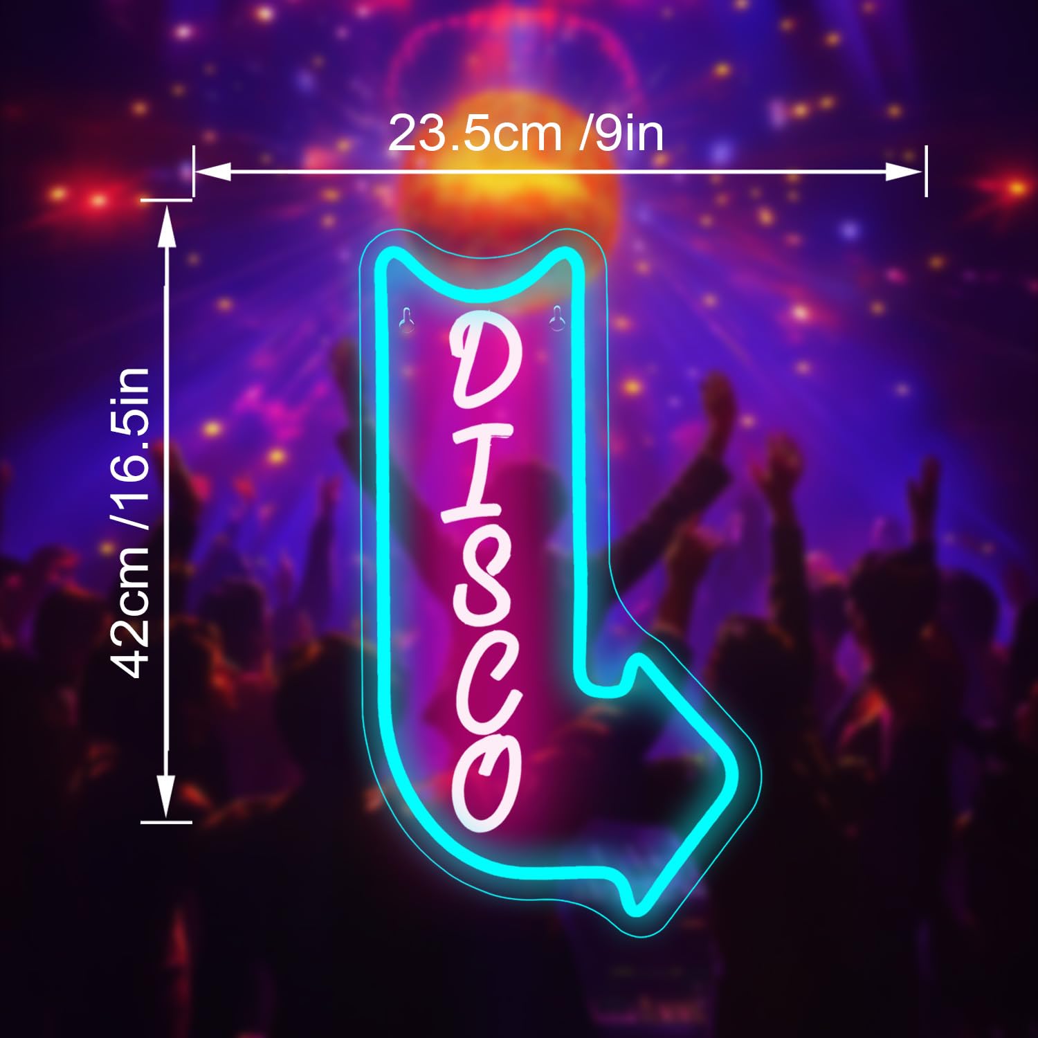 Looklight Różowa Strzałka Neonowy Znak Świetlny, Znak LED, Neonowe Znaki do Dekoracji Ścian, Światło LED do Dyskoteki, Sypialni, Baru, Klubu, Imprezy, Wystrój Retro, 23,5 x 42 cm