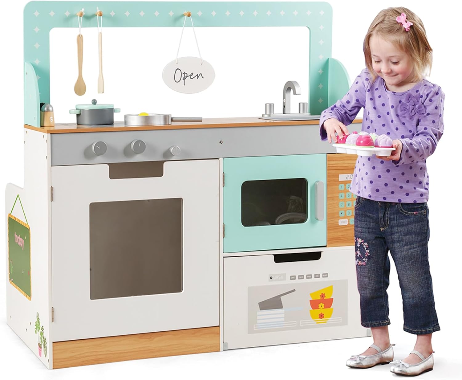 Cucina Giocattolo Per Bambini In Legno - Con Lavello, Serbatoio Acqua E Suoni, Per Esterno/Interno, 3+ Anni