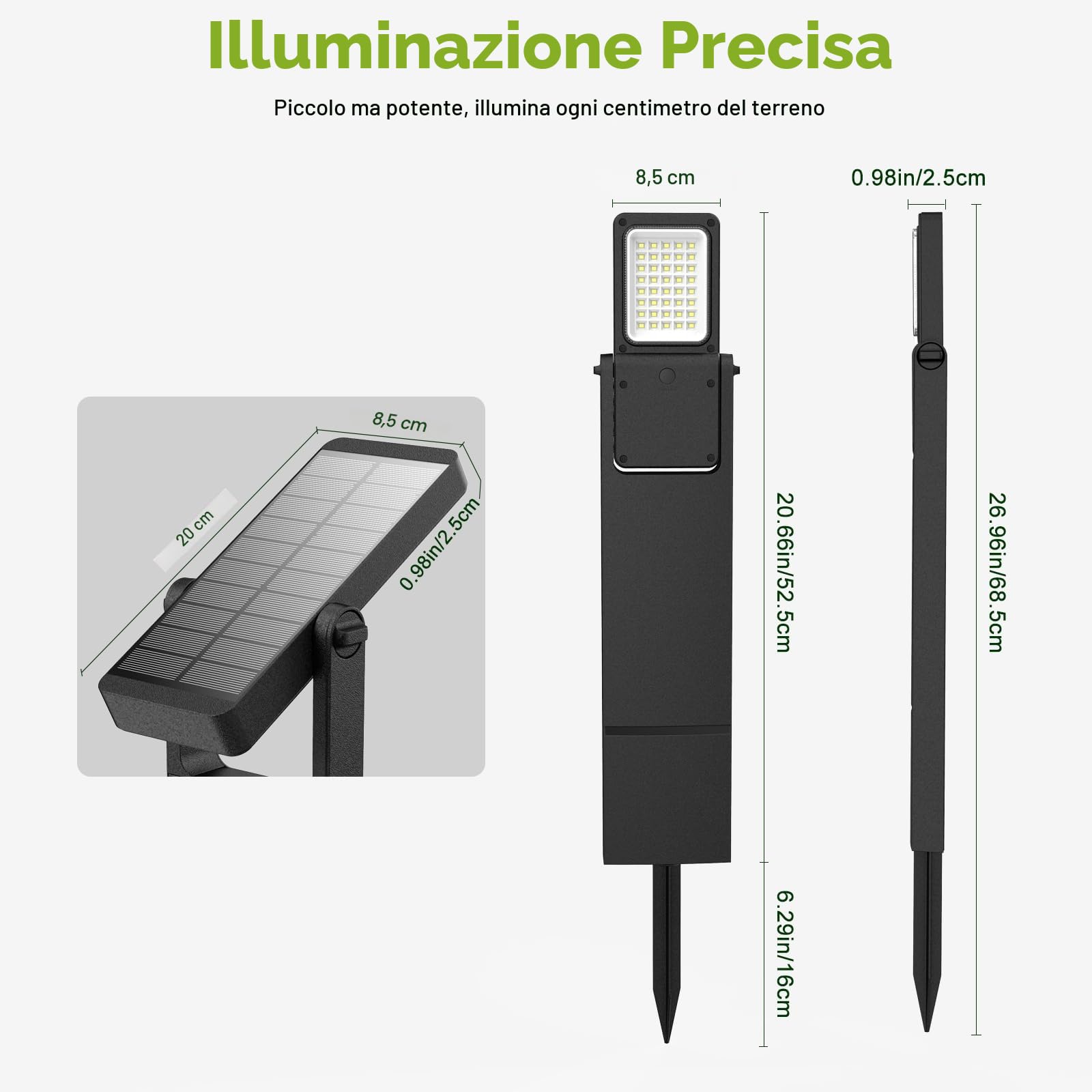 OUSFOT Luci Solari da Giardino 6 Pièces 40 LED, Faretti Solari a Led da Esterno con Due Livelli di Luminosità, Lampade Solari da Giardino Impermeabile IP65 per Gazebo, Cortile, Vialetto, Sentiero