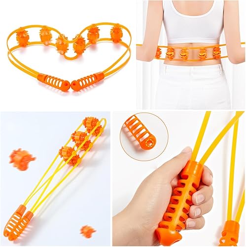 Miniatura 5 de Paquete de 2 masajeadores de espalda de mano para masaje de espalda, cuerda portátil para terapia de celulitis, herramienta de correa de auto masaje