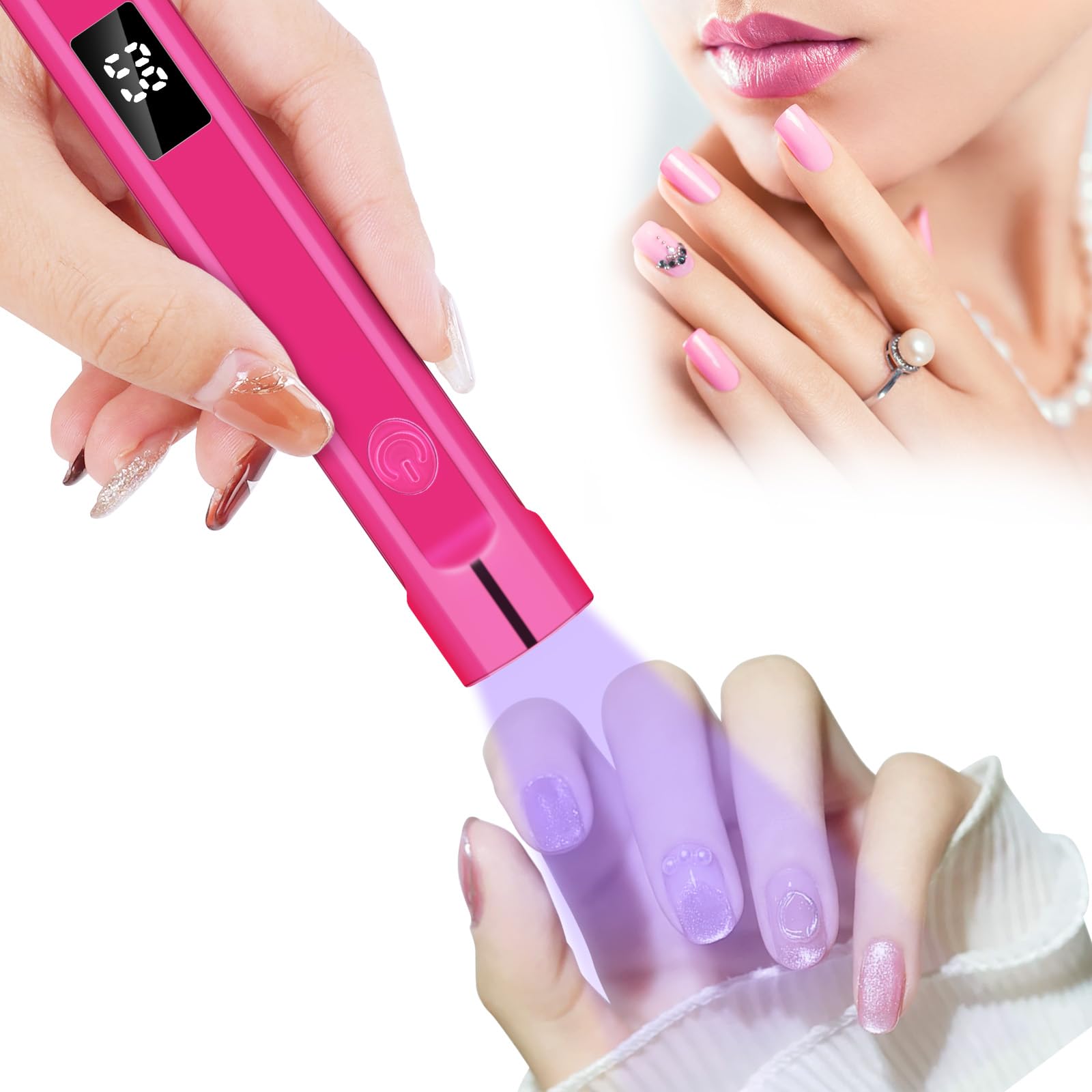 LOPHE Lámpara de Uñas UV de Mano, Secador de Uñas Portátil USB, Recargable Mini Lámpara de Uñas Led UV, Lampara UV LED Uñas Regalo para Salón de Bricolaje en Casa para Mujeres, Colorido Morado