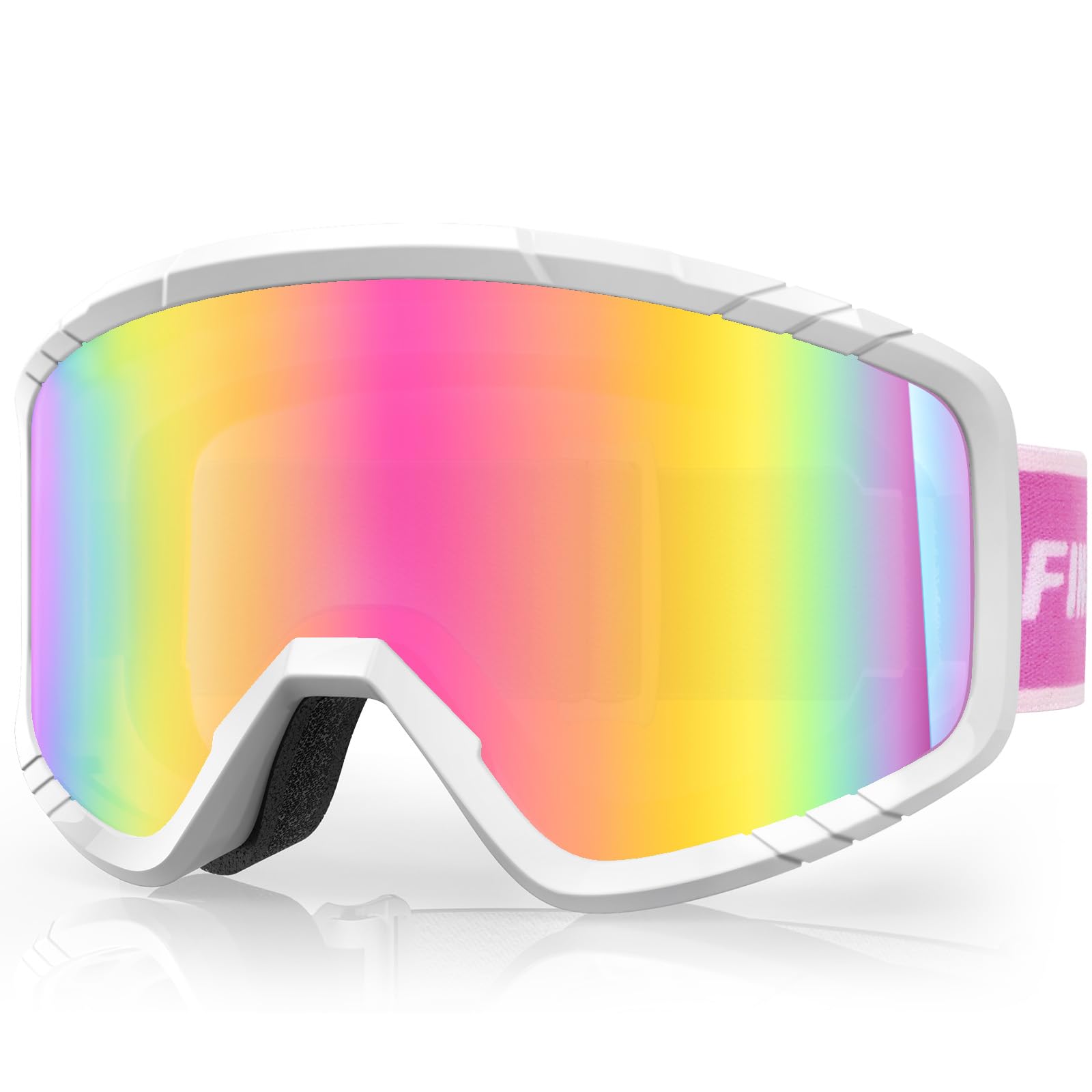 Findway Maschera da Sci, Occhiali da Sci per Bambini maschi, bambini femmine, bambini OTG Maschere Sci, 100% Anti-UV Maschera Sci, Anti Nebbia, Adatto a Snowboard