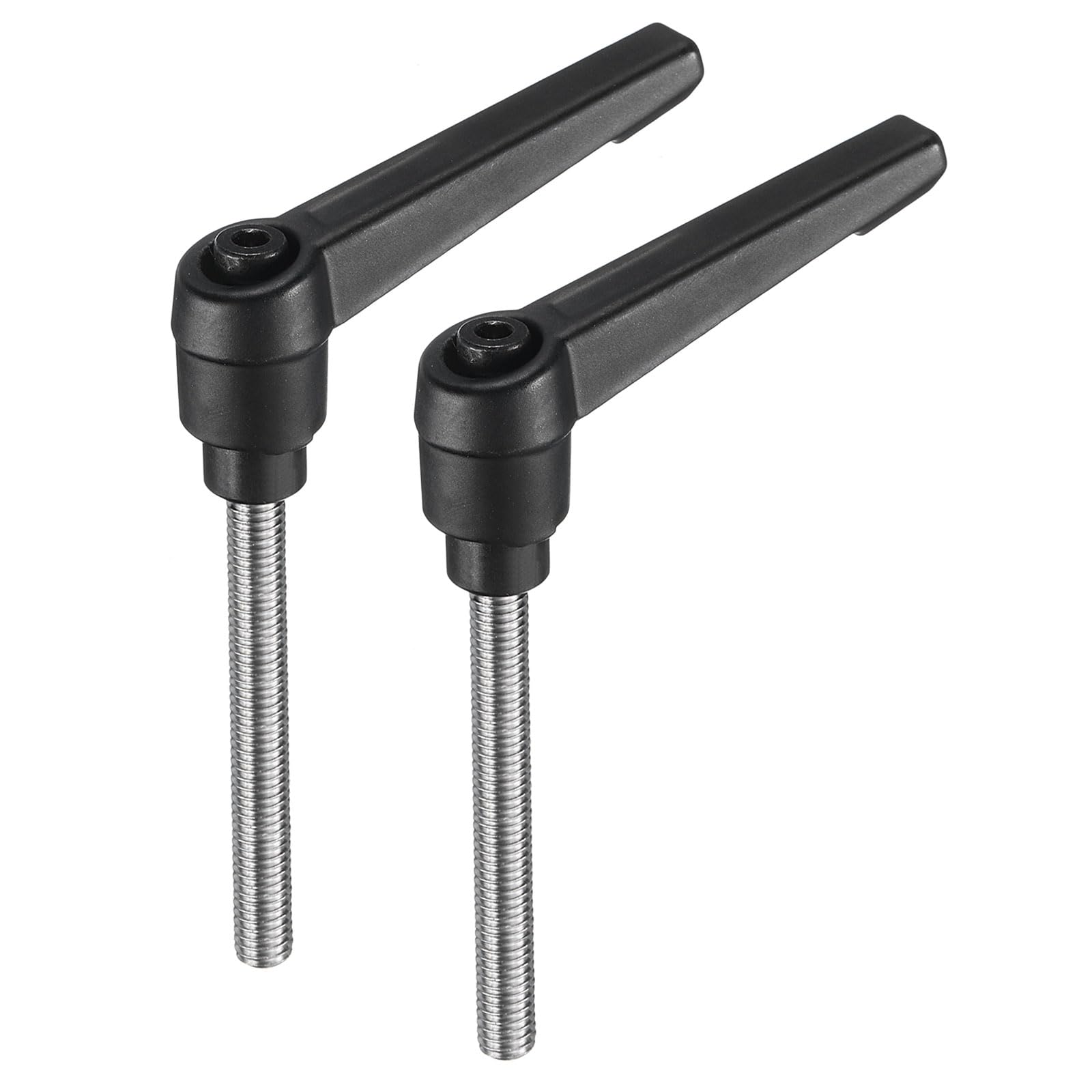 QUARKZMAN 2 manopole regolabili M6 x 55 mm, metriche 304, in acciaio inox maschio, con leva di bloccaggio, colore nero