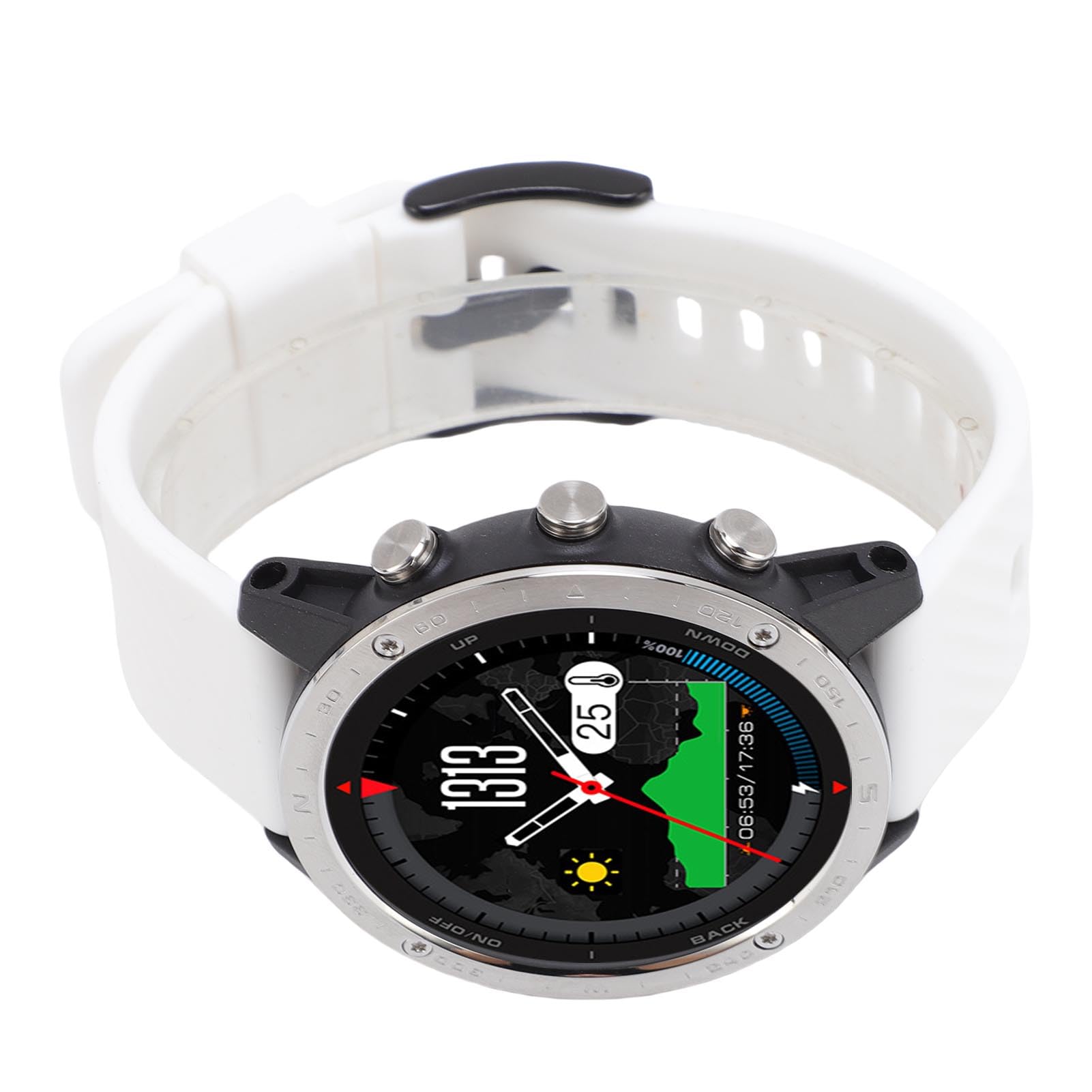 Smartwatch Rotondo, Orologio Sportivo in Lega Ti con Display da 1,3 Pollici, Impermeabile Fino a 50 M, Sensore di profondità, Barometro, Batteria da 320 MAh per Nuoto, Corsa, Immersioni (WHITE)