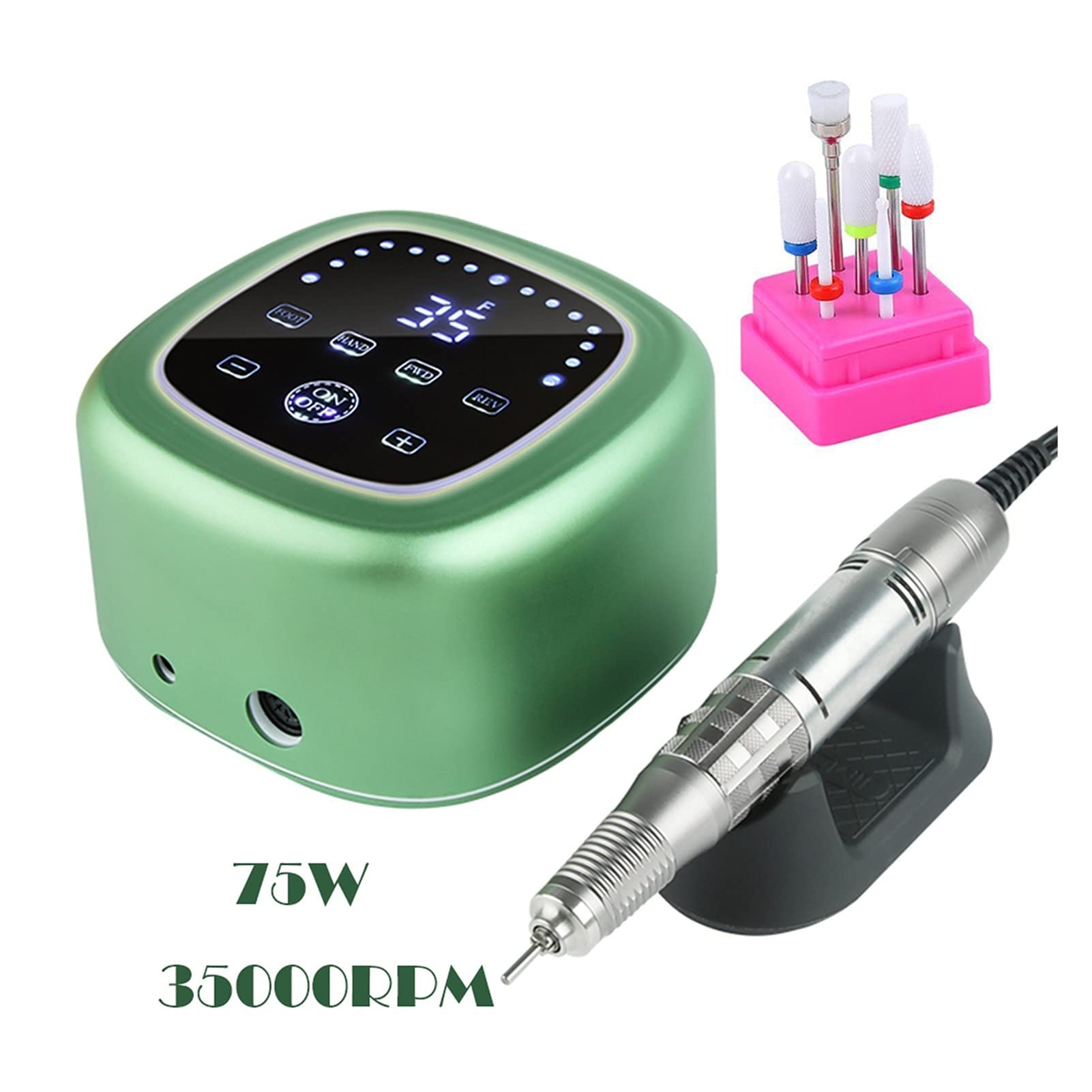 Limas de uñas eléctricas Torno de uñas 75 W 35000 RPM Taladro de uñas eléctrico Potente máquina de manicura Fresadora de uñas de Alta Velocidad Lijadora de uñas