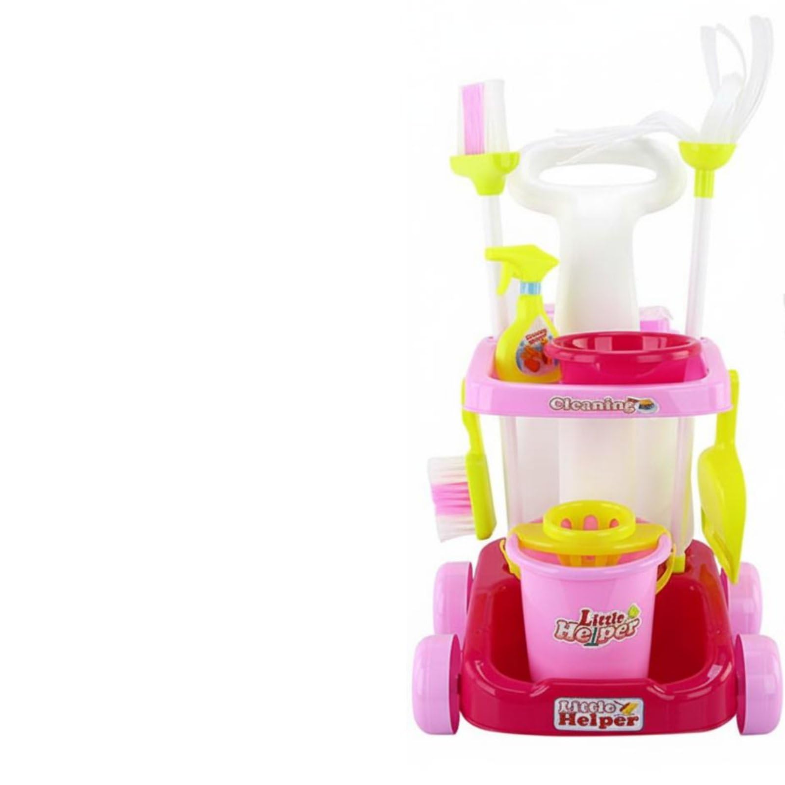 Set Attrezzi Pulizia Bambini Scopa Paletta Secchio Carrello Materiale Durevole Sviluppo Responsabilità Adatto a Bambini Casa Gioco , 66735 Set Rosa
