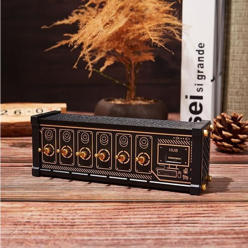 Switch USB a 6 Porte, Docking Station USB a 6 Porte, con Pulsante di Controllo Indipendente, Placcatura in Oro, Funzione di Controllo Vocale, per Telefoni, Tablet E Gadget