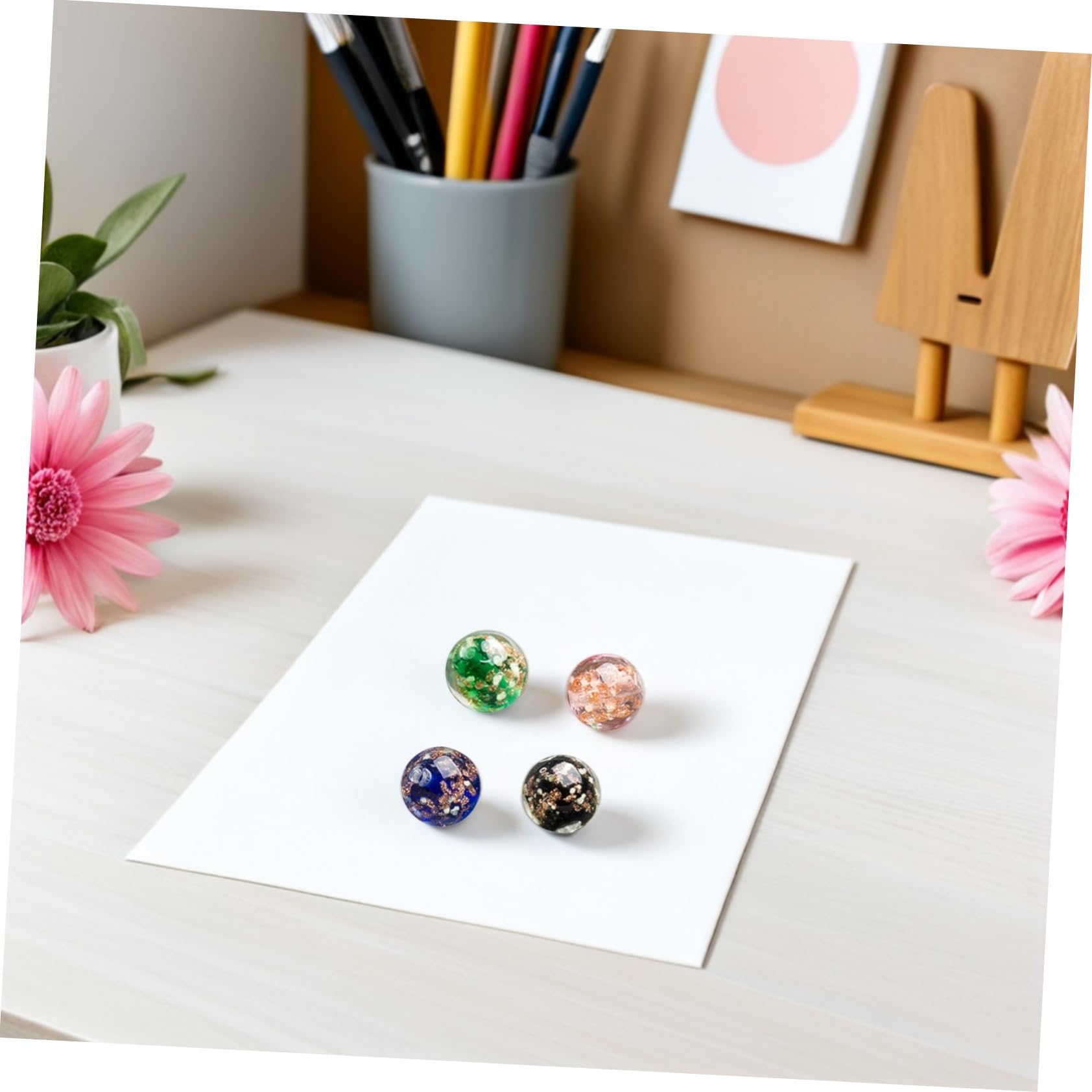 DOITOOL 4 Set Perline in Vetro Perline Rotonde Distanziali Con Liscio Per Braccialetti Fai Da Te E Creazioni Artigianali 40 Pezzi * 4