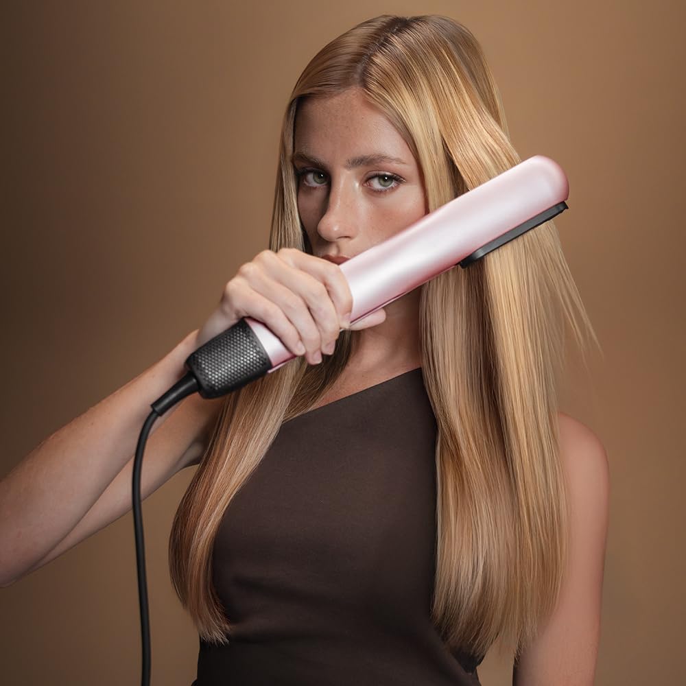 Cecotec Plancha de Pelo con Aire AirLisse 2in1 ForceDry Champagne. 1120000RPM, Flujo de Aire 19,7 Litros por Segundo, 2 Cabezales Imantados, Plasma, Motor Brushless, 4 Temperaturas y 2 Velocidades