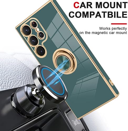 Vista 2 de KANGHAR Funda para Galaxy S23 Ultra con soporte de anillo para teléfono, protección de cuerpo completo, borde de oro rosa, funda de lujo