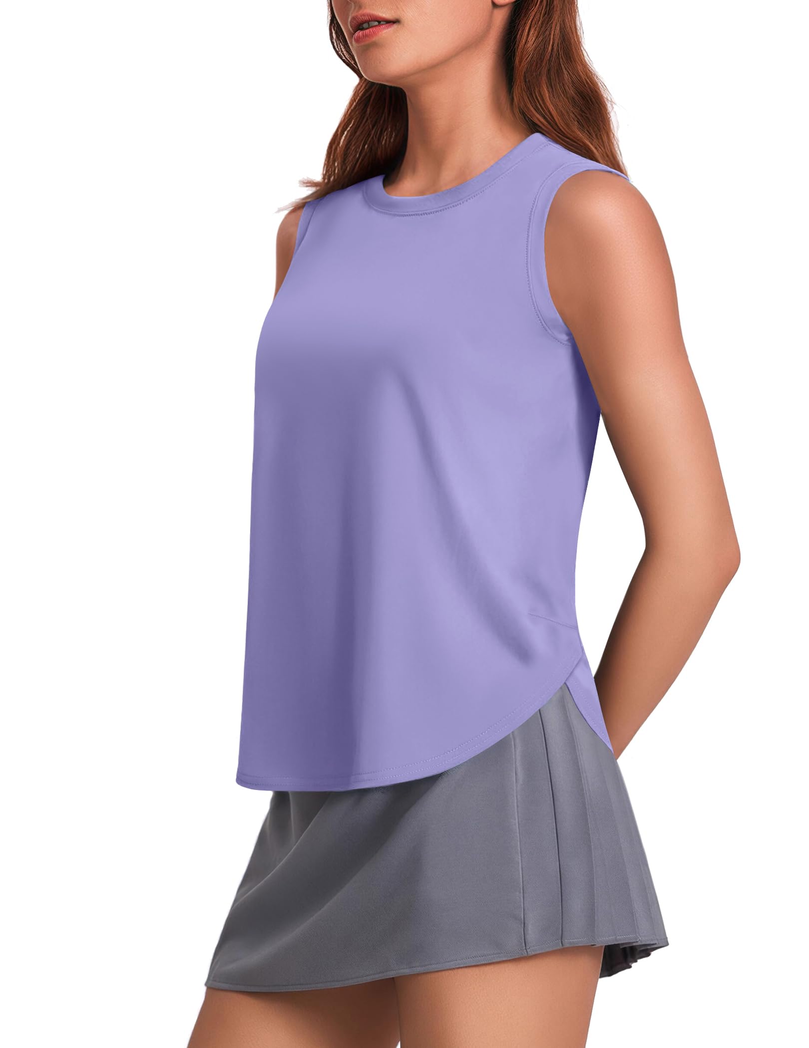 PINSPARK Workout Tank Tops Woman UPF 50+ Yoga Tanks Quick Dry Sleeveless Gym Shirts with Side Slits Loose Fit Athletic Top