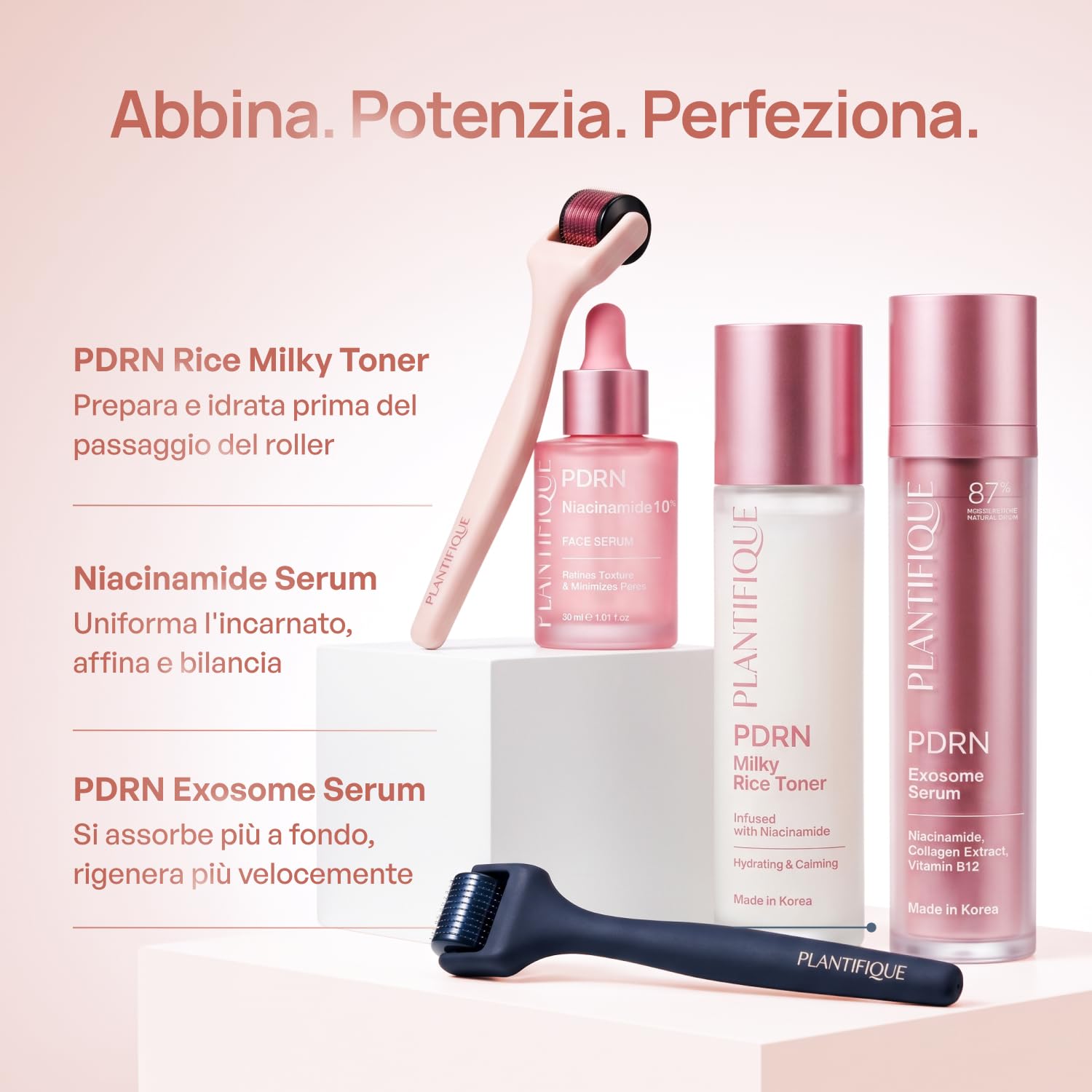 PLANTIFIQUE Dermaroller 0,25 mm – Microneedling Viso, Barba e Capelli, Rullo con Aghi in Titanio (540) – Derma Roller per Cuoio Capelluto e Viso – con Custodia