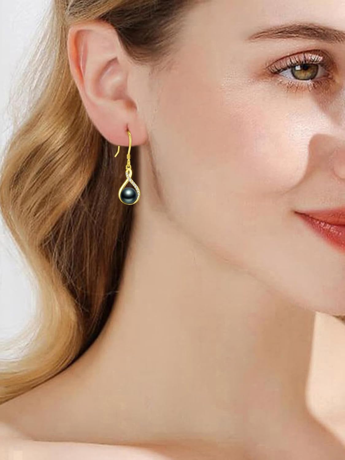 Dreamboat Pearl Dangle Drop Earrings for Women 925 Sterling Silver Black Pearl Dangling Earring Anniversary Christmas Birthday Jewelry Gifts for Mom Wife Daughter Her - Image 3