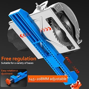 Circular Saw Guide Rail,Adjustable Cutting Machine Base Guide for 4-6 Inch Base for Woodcutting,Electric Circular Saw Milling Positioning Clamp for Wood Tile Precision Cutting Tasks(Blue)