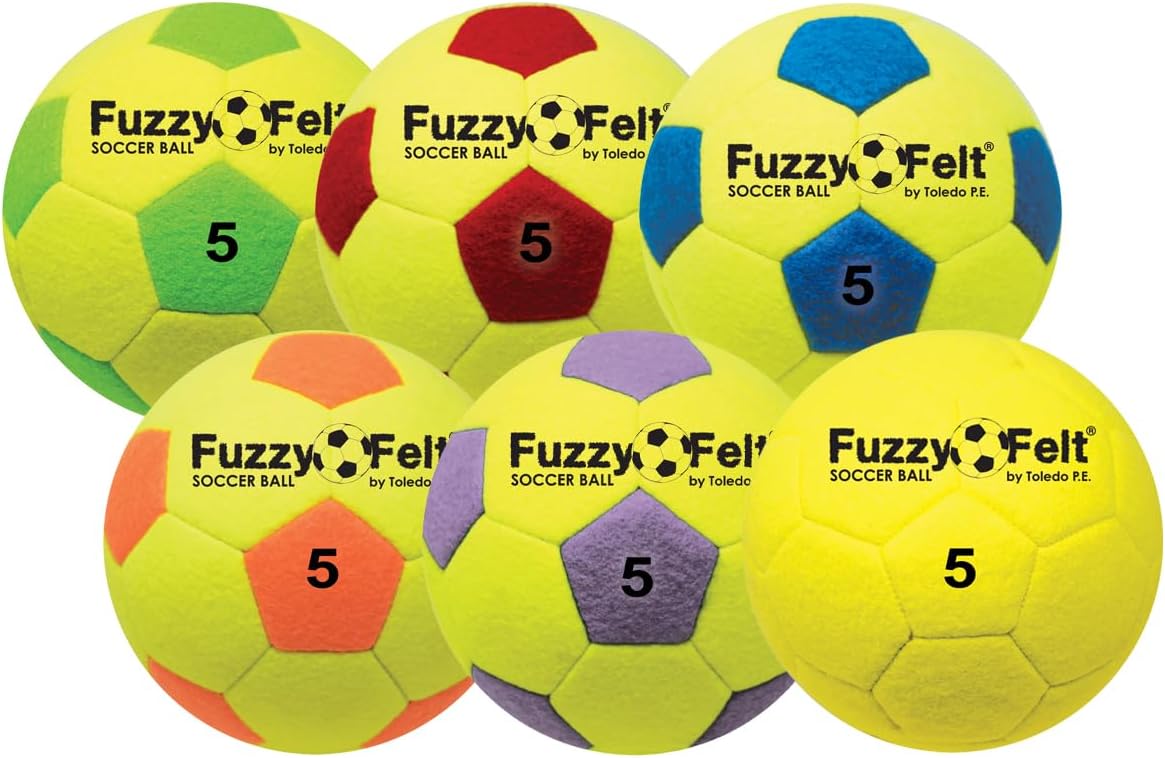 Felt Soccer Balls with Stitched Panels for Durability, Official Size 5, Sold as a Set of 6
