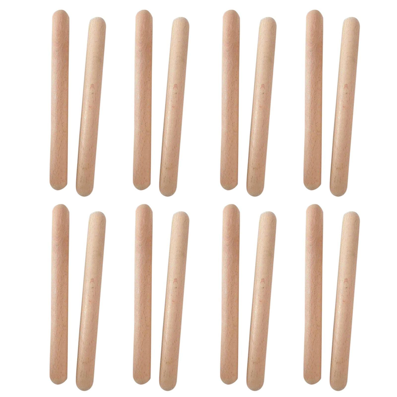 8 Pairs Classical Wood Claves, Musical Percussion Instrument, 8 Inch Rhythm Natural Hardwood Rhythm Sticks Better Than Drumsticks for Adults and Kid